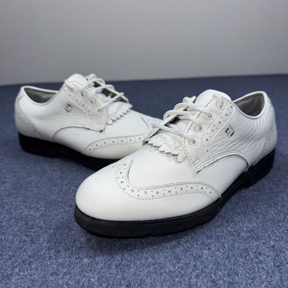 FootJoy SoftJoys Terrains - Women's White Wingtip Golf Spike Shoes - 6.5 M 98355